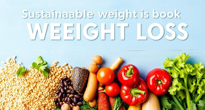 A vibrant display of whole grains and fresh vegetables representing sustainable weight loss with natural foods for long-term health