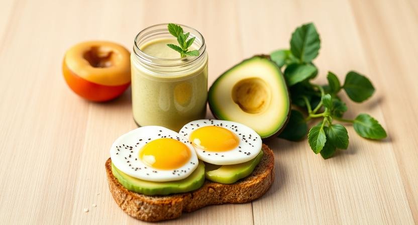 15-minute healthy breakfast ideas with oats smoothie avocado toast and eggs