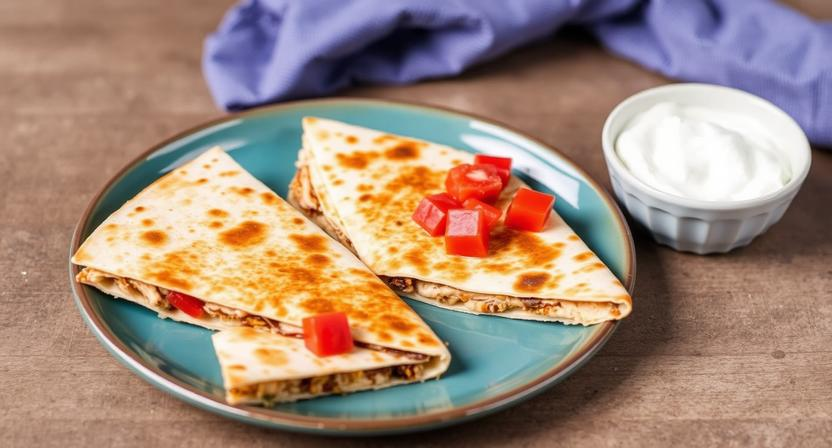 High protein chicken quesadilla — quick healthy work lunch