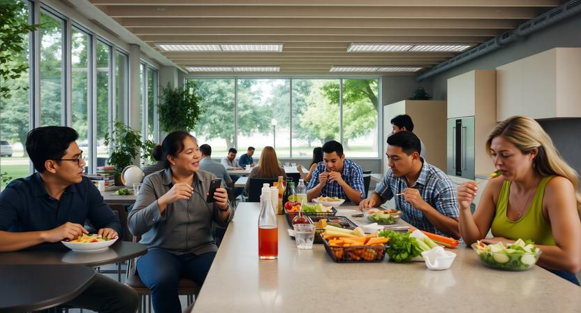 Americans eating low calorie healthy lunches — cultural shift in midday eating habits