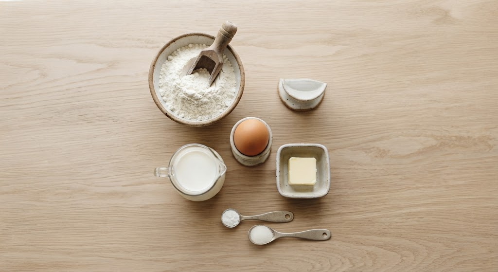 Pre-measured ingredients for a single-serving pancake recipe